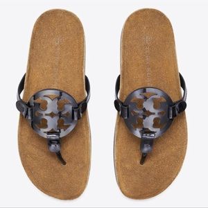 Tory Burch Miller Cloud cork sandals black Patent size 10